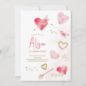 Valentijnsdag thema Verjaardagsuitnodiging Kaart (Voorkant)