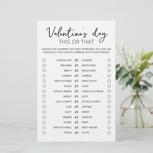 Valentijnsdag This or that spel Bewerkbaar spel (Staand voorkant)