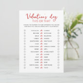 Valentijnsdag This or that spel bewerkbare kaart (Staand voorkant)