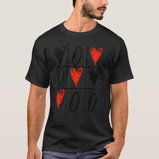 Valentijnsdag Tic Tac Toe Heart T-shirt (Voorkant)