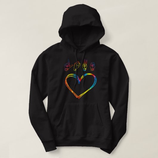 Valentijnsdag Tie Dye | Ik hou van je hart en zand Hoodie (Design voorkant)