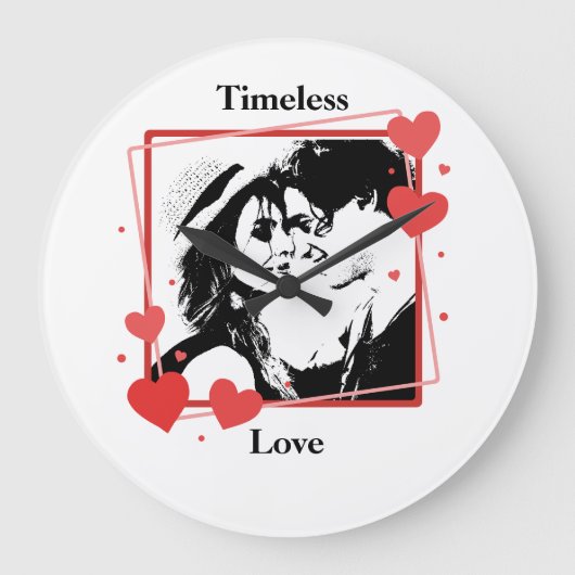 Valentijnsdag Tijdloze Liefde Hart Lijst Muur Grote Klok (Voorkant)
