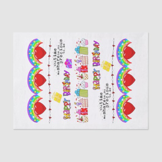 Valentijnsdag Tissue Paper Happy Birthday Tissuepapier (Voorkant)