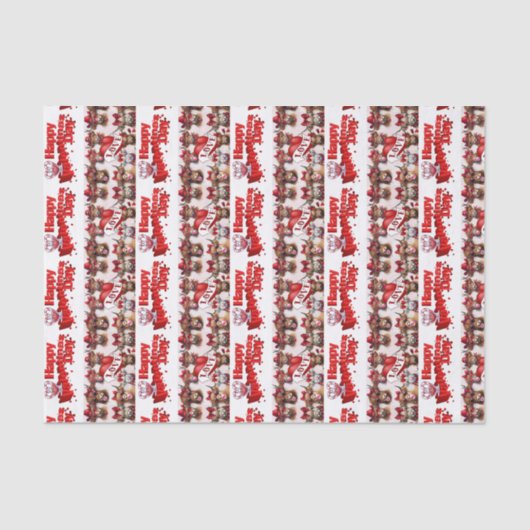 Valentijnsdag Tissue Paper Koeien Rode Harten Tissuepapier (Voorkant)