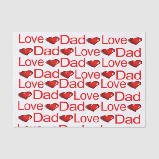Valentijnsdag Tissue Paper Love Dad Red Hearts Tissuepapier (Voorkant)