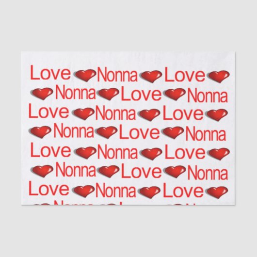 Valentijnsdag Tissue Paper Love NonnaRed Hearts Tissuepapier (Voorkant)