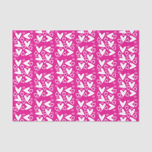 Valentijnsdag Tissue Paper White Hearts Tissuepapier (Voorkant)