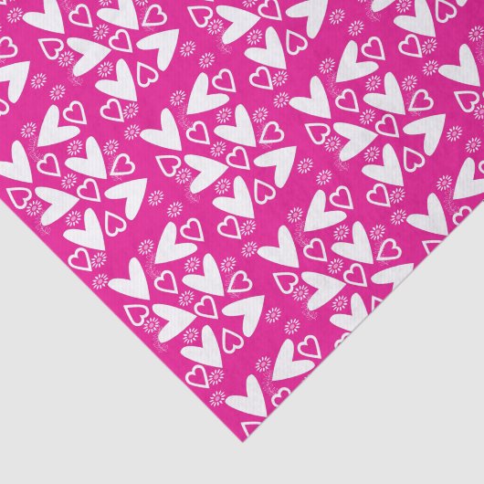 Valentijnsdag Tissue Paper White Hearts Tissuepapier (Detail)