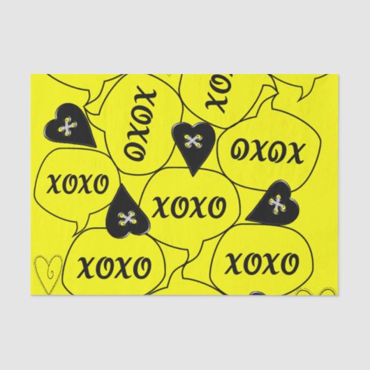 Valentijnsdag Tissue Paper Xoxo Yellow Black Tissuepapier (Voorkant)