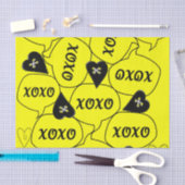 Valentijnsdag Tissue Paper Xoxo Yellow Black Tissuepapier (Craft)