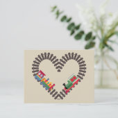Valentijnsdag Train Railroad Heart Briefkaart (Staand voorkant)