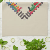 Valentijnsdag Train Railroad Heart Theedoek (Gevouwen)