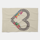 Valentijnsdag Train Railroad Heart Theedoek (Horizontaal)