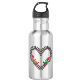 Valentijnsdag Train Railroad Heart Waterfles (Voorkant)