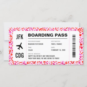 Valentijnsdag Travel Flight Boarding Pass Feestdagenkaart