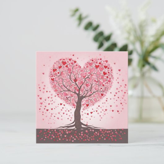 Valentijnsdag Tree Hearts Feestdagenkaart (Staand voorkant)