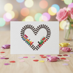 Valentijnsdag Trein Spoorweg Hart  Briefkaart