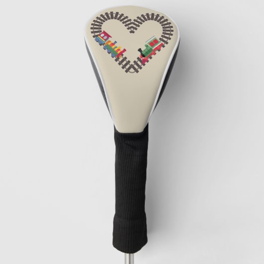 Valentijnsdag Trein Spoorweg Hart Golfheadcover (Voorkant)