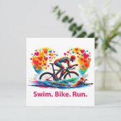 Valentijnsdag Triathlon Kussen, Zwemfiets Run Feestdagenkaart (Staand voorkant)