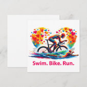 Valentijnsdag Triatlon Kussen, Zwem Fiets Ren Feestdagenkaart (Voorkant / Achterkant)