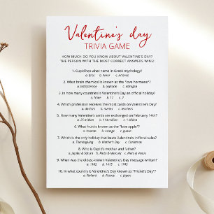 Valentijnsdag Trivia met Antwoorden Spelkaart Kaart