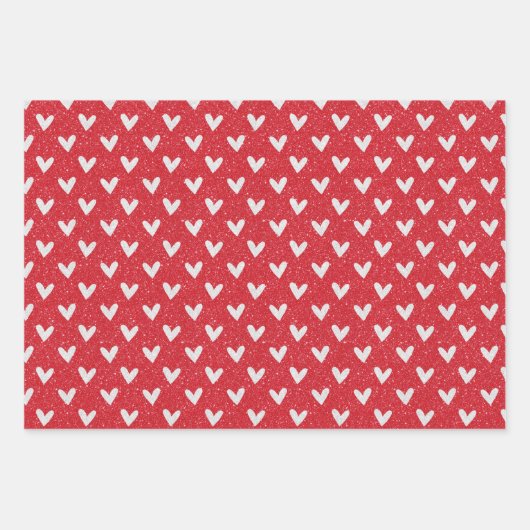 Valentijnsdag Trouw Rood Witte Glitter Harten W Inpakpapier Vel (Voorkant 3)