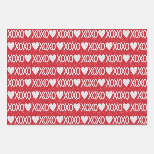 Valentijnsdag Trouw Rood Witte Glitter Harten W Inpakpapier Vel (Voorkant 2)