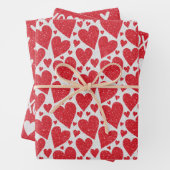 Valentijnsdag Trouw Rood Witte Glitter Harten W Inpakpapier Vel (In situ)