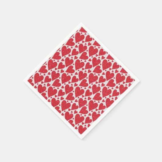 Valentijnsdag Trouwdag Rood Witte Glitter Harten Servet (Hoek)