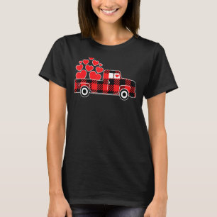 Valentijnsdag Truck Buffalo Plaid Met Hart Voor T-shirt