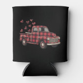 Valentijnsdag Truck Funny Buffalo Plaid Leopard Blikjeskoeler (Voorkant)