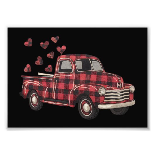Valentijnsdag Truck Funny Buffalo Plaid Leopard Foto Afdruk (Voorkant)
