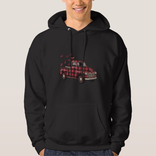 Valentijnsdag Truck Funny Buffalo Plaid Leopard Hoodie (Voorkant)