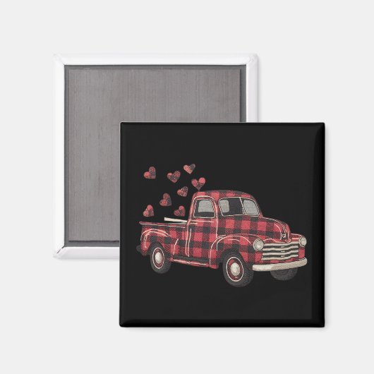 Valentijnsdag Truck Funny Buffalo Plaid Leopard Magneet (Voorkant / Achterkant)