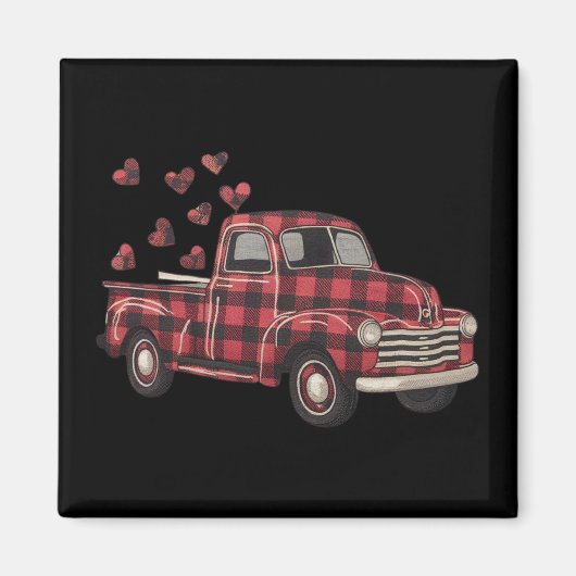 Valentijnsdag Truck Funny Buffalo Plaid Leopard Magneet (Voorkant)