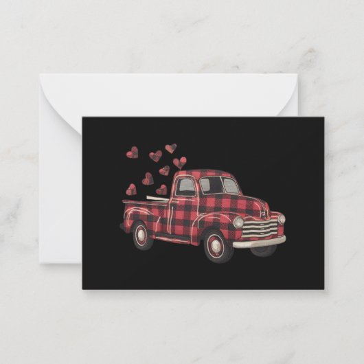 Valentijnsdag Truck Funny Buffalo Plaid Leopard Notitiekaartje (Voorkant)
