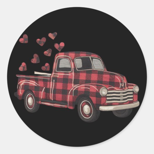 Valentijnsdag Truck Funny Buffalo Plaid Leopard Ronde Sticker (Voorkant)