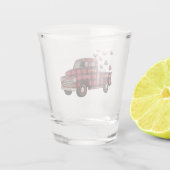 Valentijnsdag Truck Funny Buffalo Plaid Leopard Shot Glas (Achterkant)