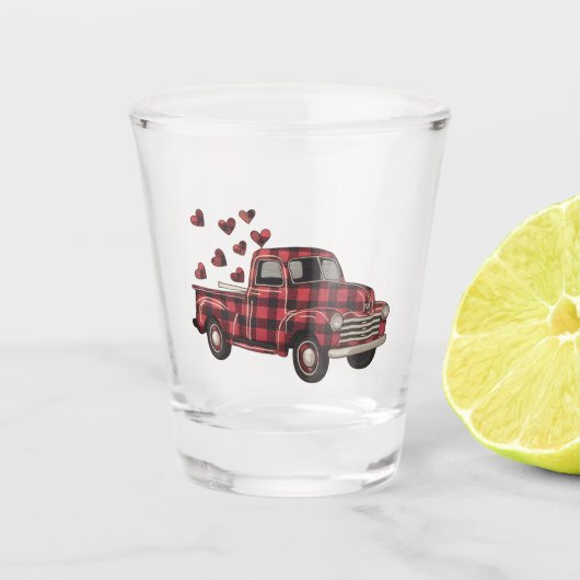 Valentijnsdag Truck Funny Buffalo Plaid Leopard Shot Glas (Voorkant)