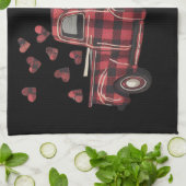 Valentijnsdag Truck Funny Buffalo Plaid Leopard Theedoek (Gevouwen)