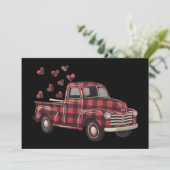 Valentijnsdag Truck Grappige Buffalo Plaid Luipaar Feestdagenkaart (Staand voorkant)