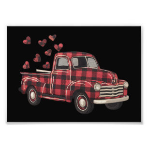 Valentijnsdag Truck Grappige Buffalo Plaid Luipaar Foto Afdruk