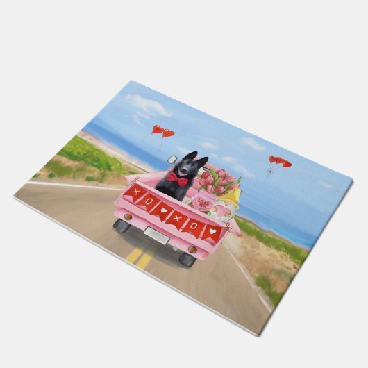 Valentijnsdag Truck Hearts van Shepherd Dog Deurmat (Schuin)