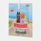 Valentijnsdag Truck Hearts van Shepherd Dog Glas Ornament (Voorkant links)