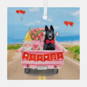 Valentijnsdag Truck Hearts van Shepherd Dog Glas Ornament (Achterkant)