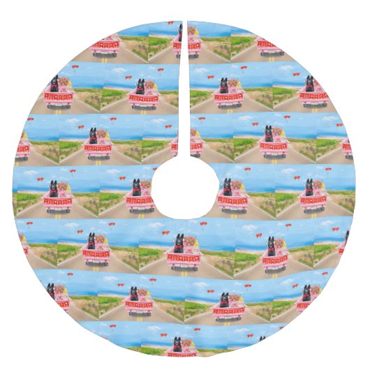 Valentijnsdag Truck Hearts van Shepherd Dog Kerstboom Rok (Voorkant)