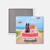Valentijnsdag Truck Hearts van Shepherd Dog Magneet (Voorkant / Achterkant)
