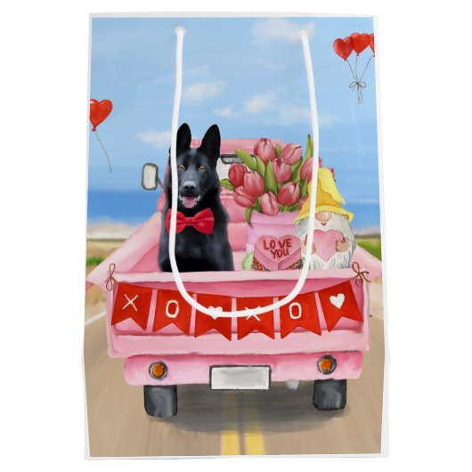 Valentijnsdag Truck Hearts van Shepherd Dog Medium Cadeauzakje (Achterkant)