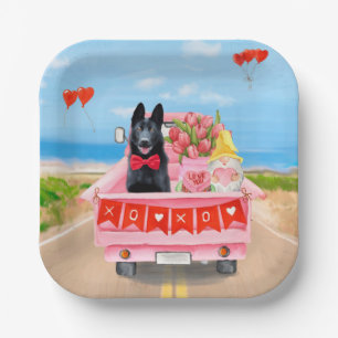 Valentijnsdag Truck Hearts van Shepherd Dog Papieren Bordje