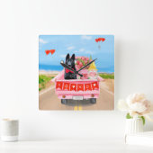 Valentijnsdag Truck Hearts van Shepherd Dog Vierkante Klok (Huis)